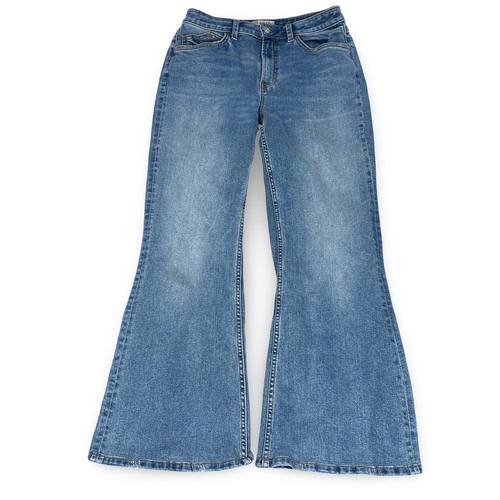 We The Free CRVY Vintage High Rise Flare Blue Denim Jeans Womens 28 Medium Wash